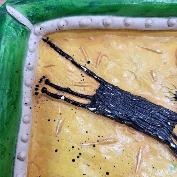 Vintage Signed Jumping Smiling Black Cat Wall Art Leaping Cat Kitten 1999 - Picture 2 of 16